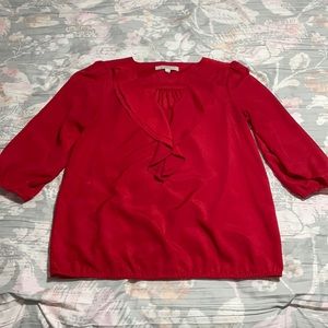 Loft bloody red ruffle top